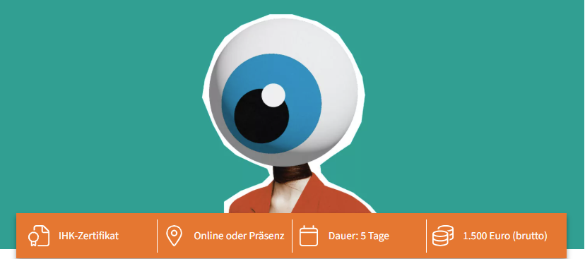 ein großes Auge sitzt als Kopf am Hals und schaut