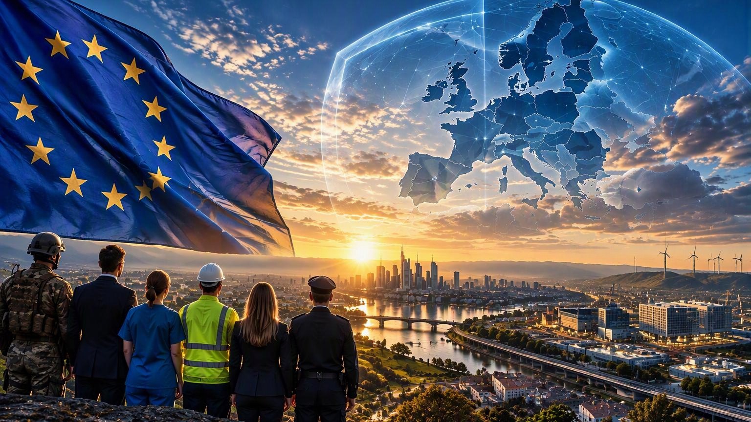 Symbolbild für Europas Zusammenhalt, Sicherheit und Zukunft.