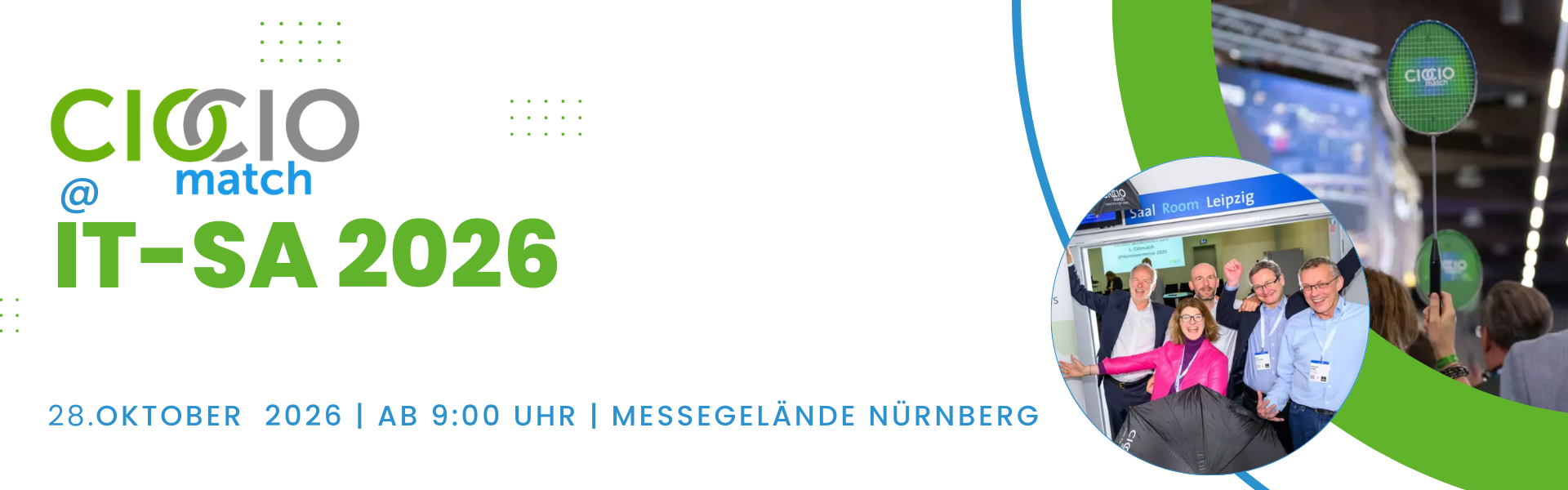 CIOmatch @ it-sa 2026. Gruppenbild der Veranstalter und Messerundgang