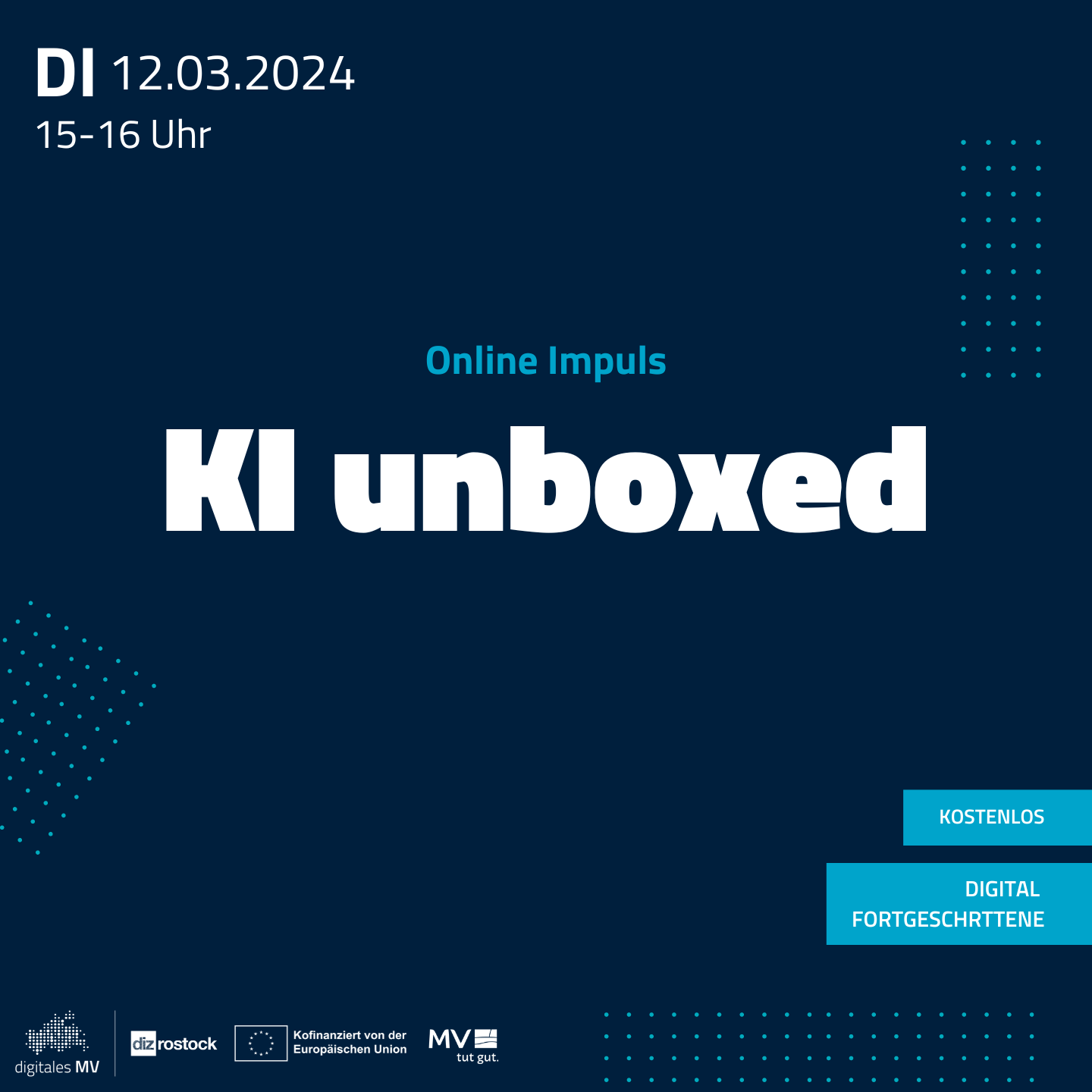 Schwarzes Bild mit Aufschrift: KI unboxed