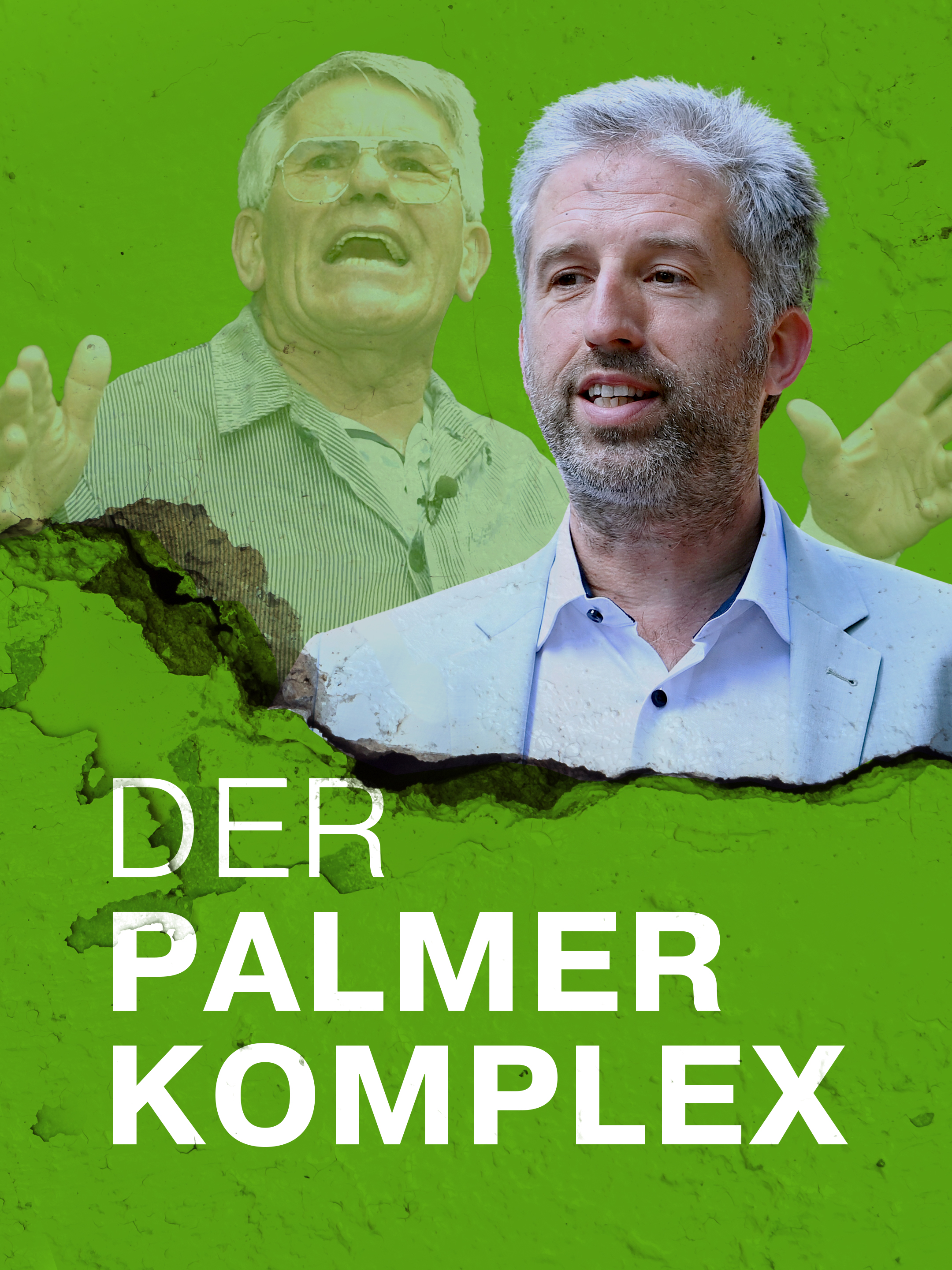 Boris Palmer hält ein historisches Plakat mit dem Abbild seines Vaters Helmut Palmer.