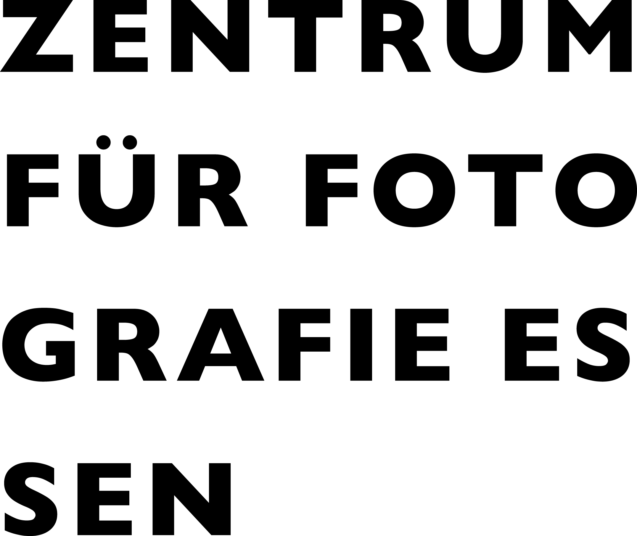 Das Bild zeigt das Logo als Textmarke. Da steht: Zentrum für Fotografie Essen