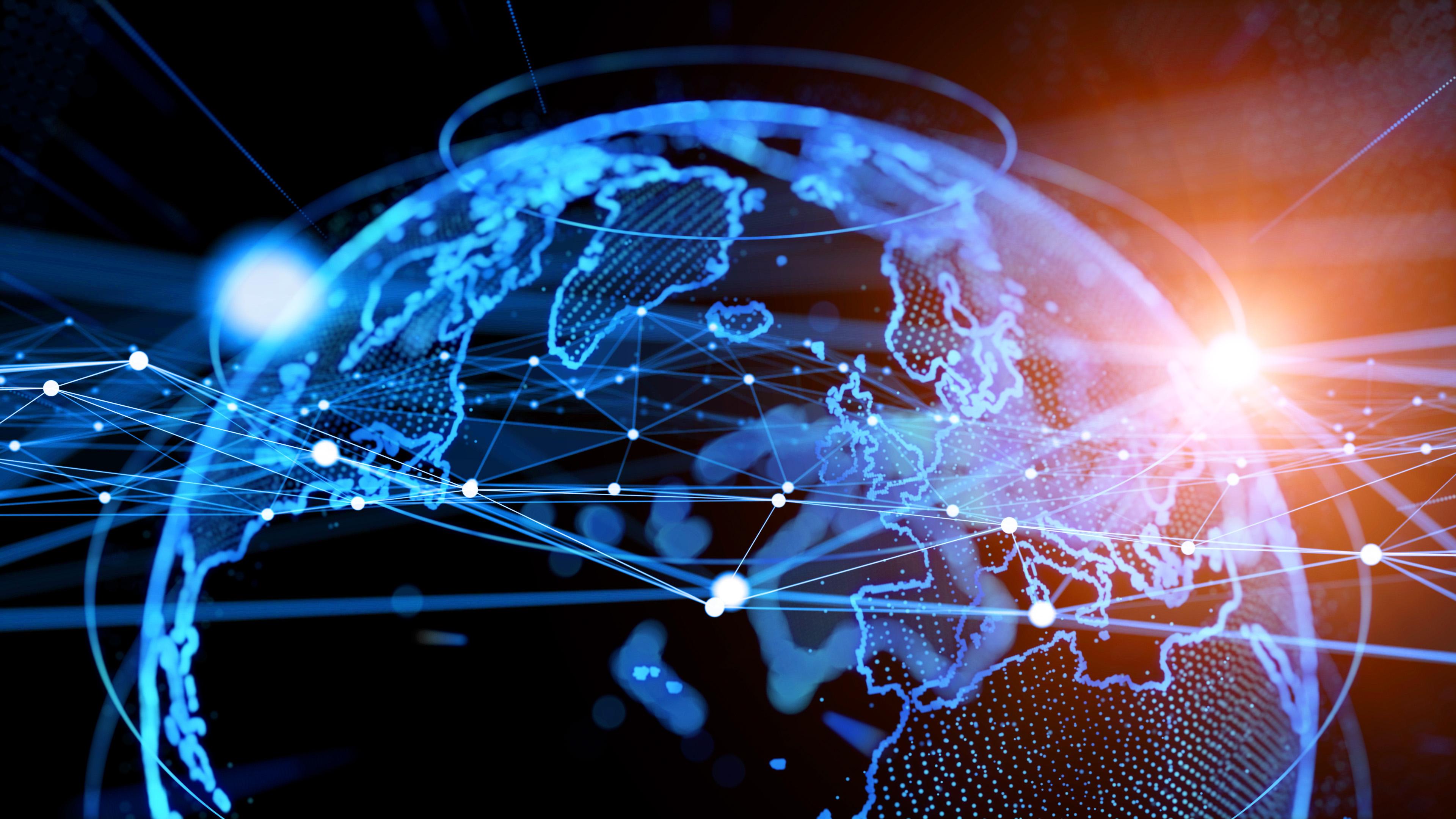 Detailaufnahme eines farbigen Lichts in einer technischen Anlage