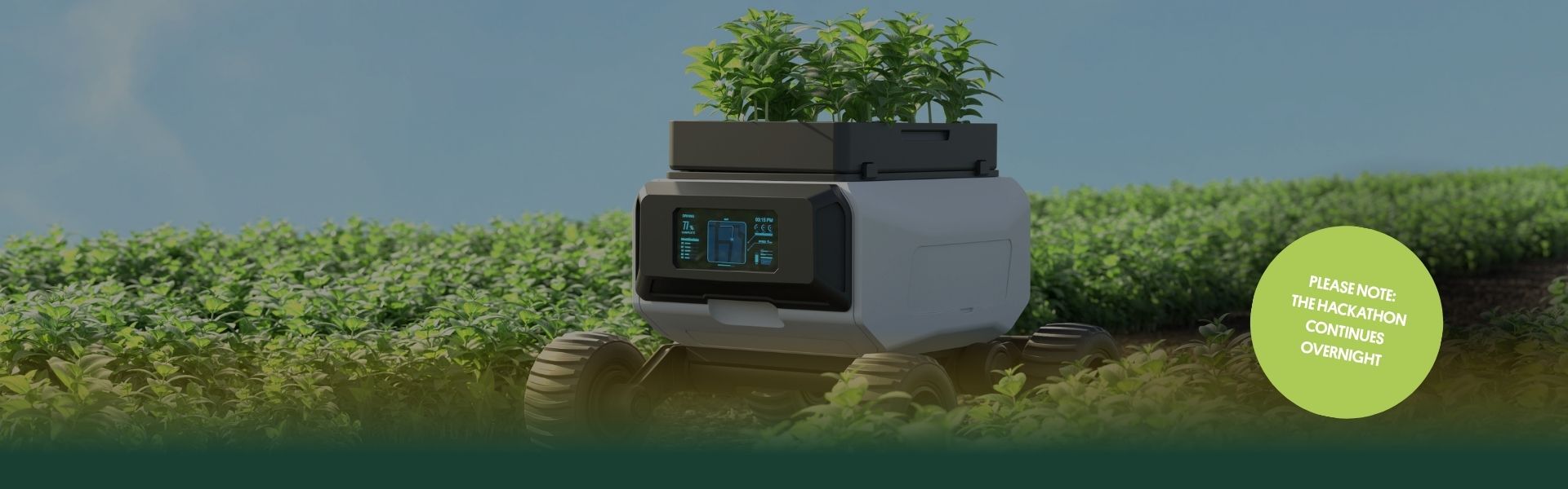 A smart robot harvests plants on a field