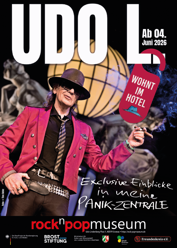 Udo Lindenberg kommt ins Ruhrgebiet: Präsentiert von der Brost-Stiftung ist seine erste große Retrospektive ab 29. Juni in der LUDWIGGALERIE Schloss Oberhausen zu sehen.   